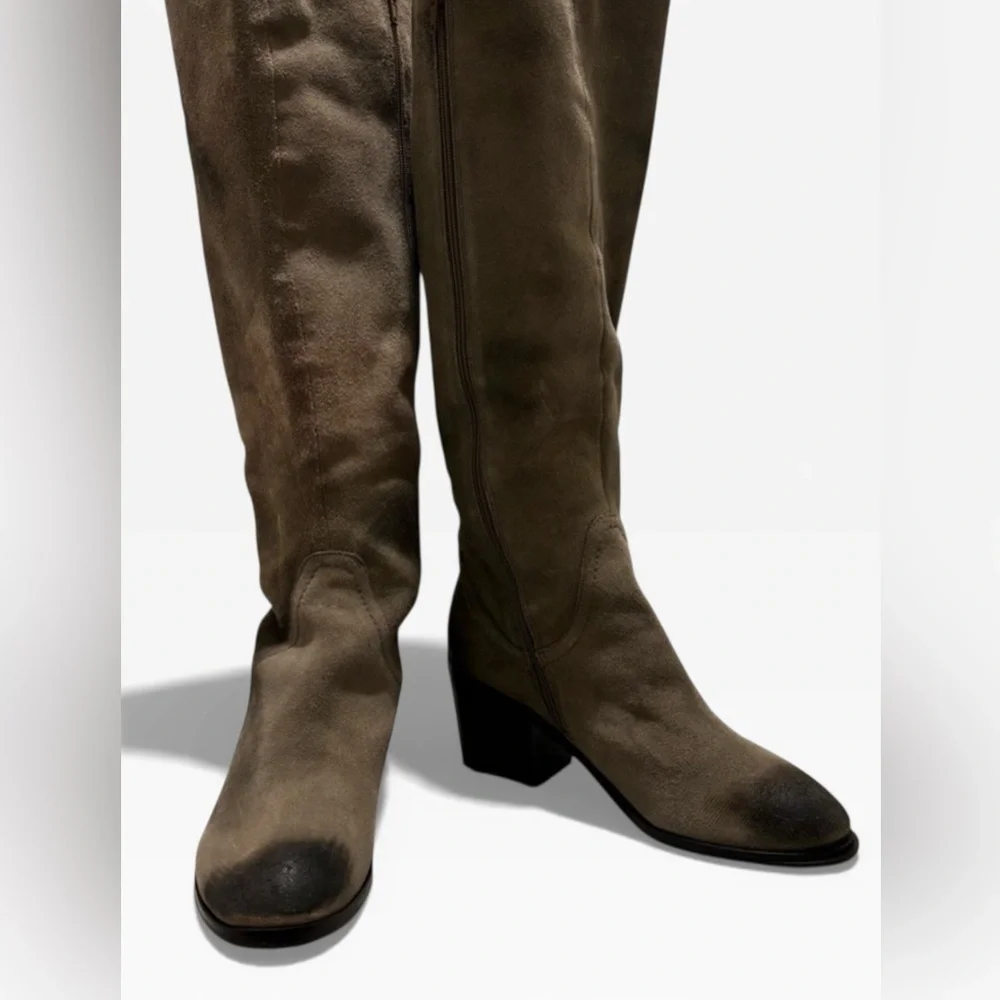 Oiled Suede Leather Knee High Sable Gray Kelsi Dagger women’s Boots NWOT